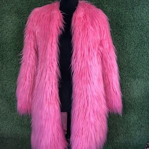 Pink faux fur coat size small